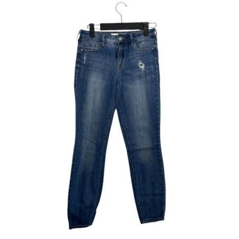 Bullhead Denim Co High Rise Skinniest Jeans Blue Distressed Size 24 Medium Wash